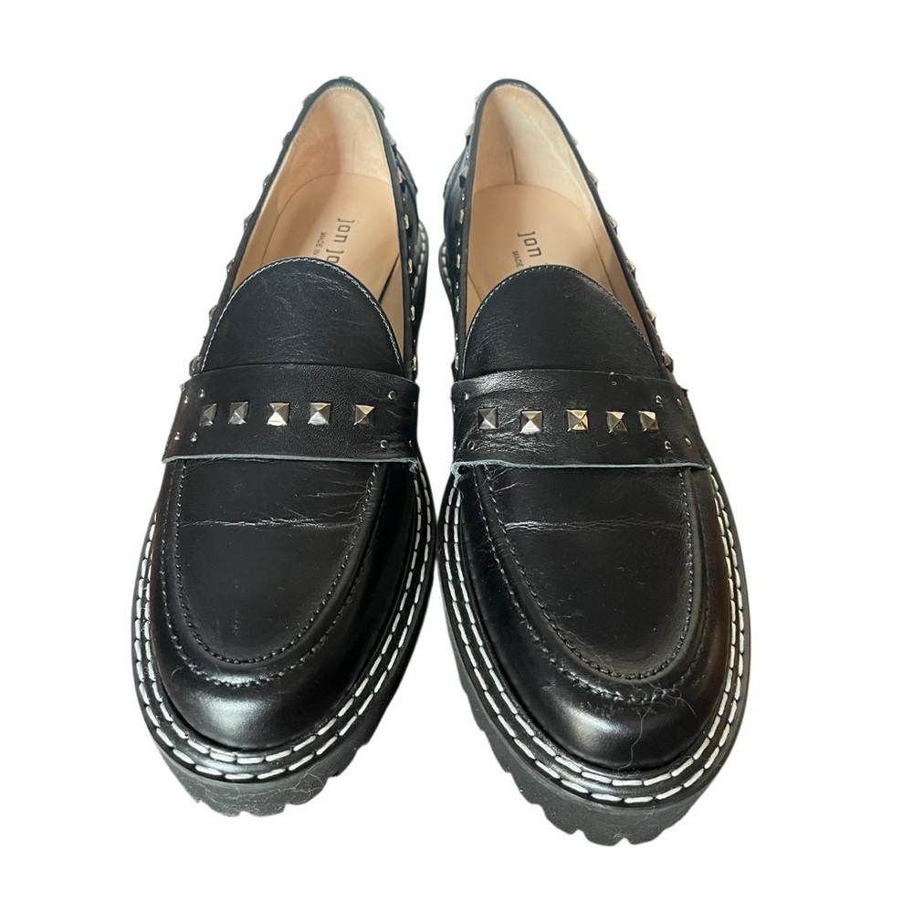 Jon Josef-black leather loafers-NWOT size 9